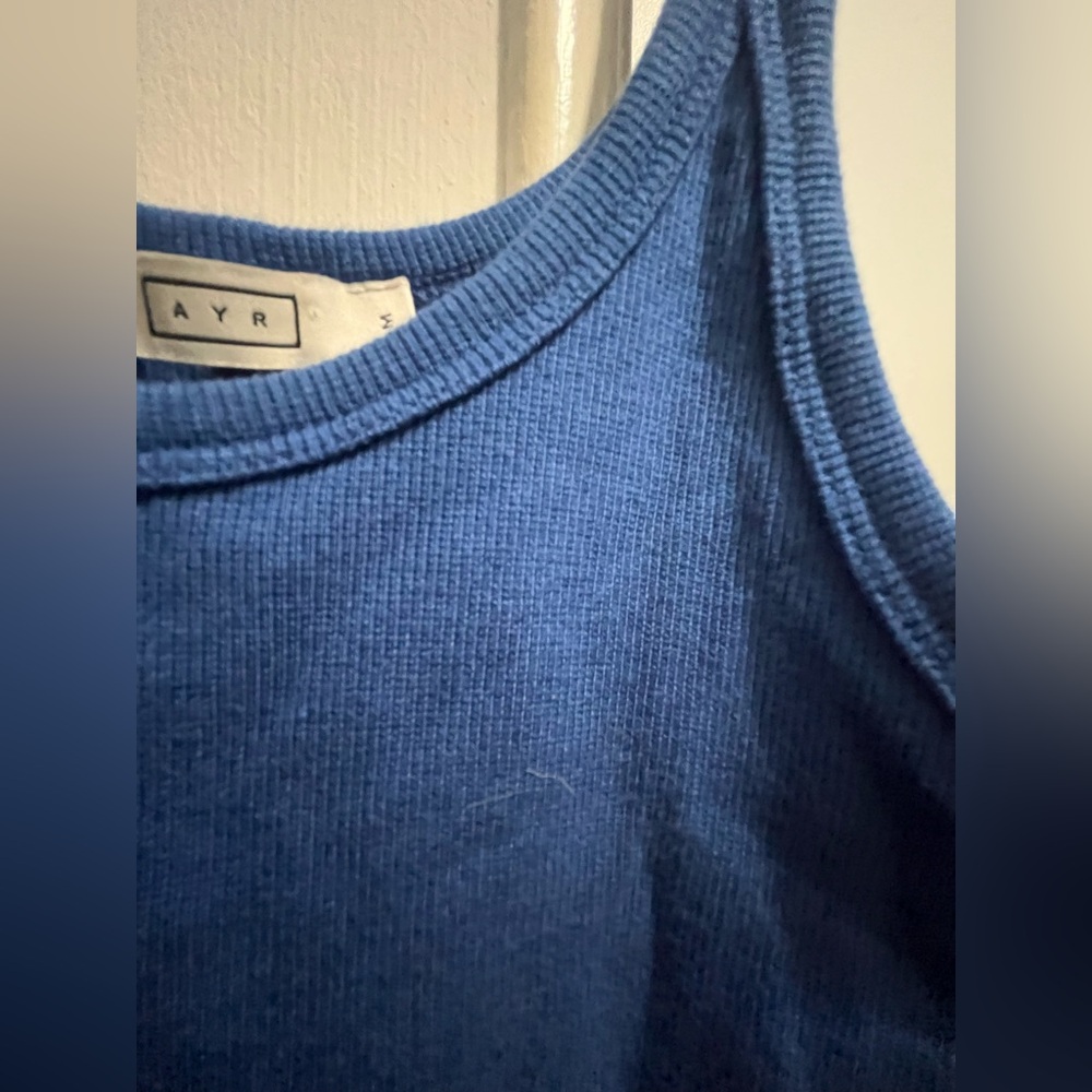 AYR The Sexy Flexy Marais Blue Sleeveless Scoop Neck Tank Top Size MED - Picture 6 of 12